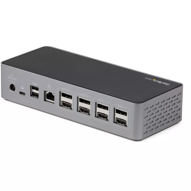 StarTech.com USB-C-Dock – 4K 60Hz Quad-Monitor DisplayPort & HDMI – Universelle USB-C-Dockingstation mit 100W Power Delivery – USB-Hub mit 1x USB Type-C & 3x USB-A, Ethernet, Audio