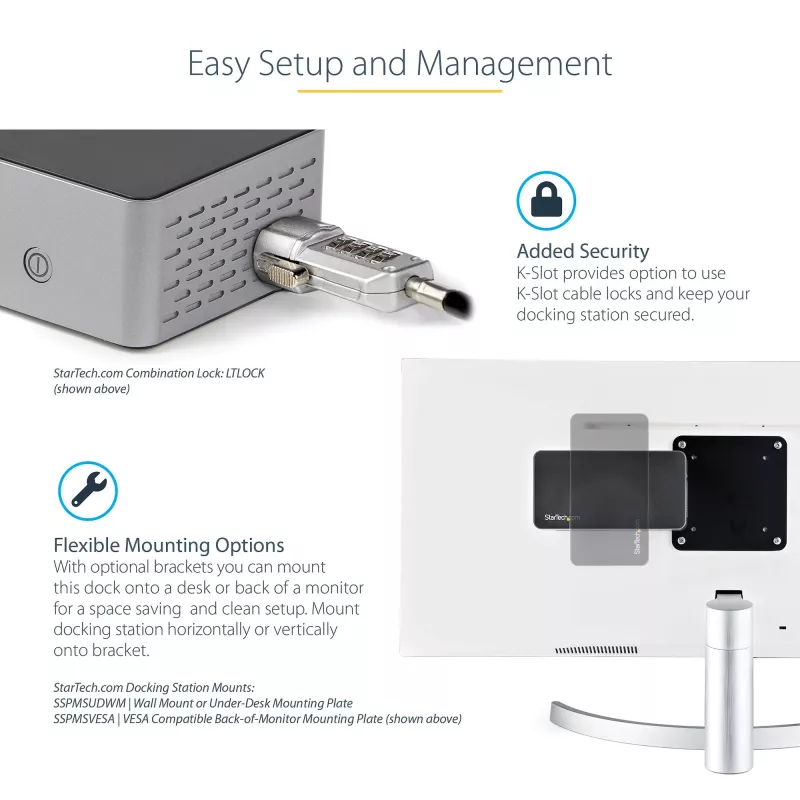StarTech.com USB-C-Dock – 4K 60Hz Quad-Monitor DisplayPort & HDMI – Universelle USB-C-Dockingstation mit 100W Power Delivery – USB-Hub mit 1x USB Type-C & 3x USB-A, Ethernet, Audio