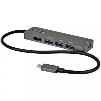 StarTech.com USB-C-Multiport-Adapter - USB-C auf HDMI 2.0b 4K 60Hz (HDR10), 100W Power Delivery Pass-Through, 4-Port USB 3.0 Hub - USB Typ-C Mini-Dock - 30 cm langes, fest verbautes Kabel
