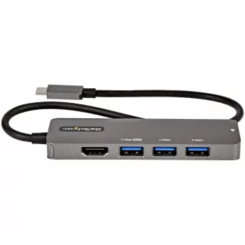 StarTech.com USB-C-Multiport-Adapter - USB-C auf HDMI 2.0b 4K 60Hz (HDR10), 100W Power Delivery Pass-Through, 4-Port USB 3.0 Hub - USB Typ-C Mini-Dock - 30 cm langes, fest verbautes Kabel