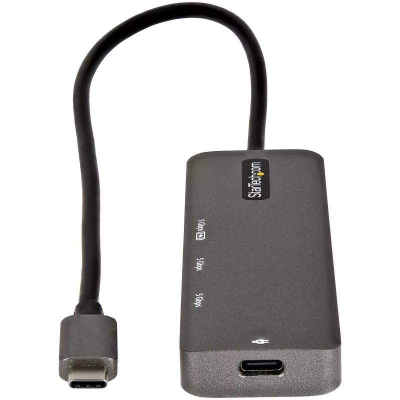 StarTech.com USB-C-Multiport-Adapter - USB-C auf HDMI 2.0b 4K 60Hz (HDR10), 100W Power Delivery Pass-Through, 4-Port USB 3.0 Hub - USB Typ-C Mini-Dock - 30 cm langes, fest verbautes Kabel
