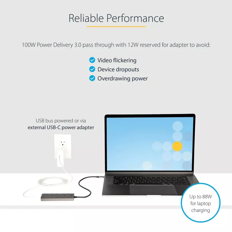 StarTech.com USB-C-Multiport-Adapter - USB-C auf HDMI 2.0b 4K 60Hz (HDR10), 100W Power Delivery Pass-Through, 4-Port USB 3.0 Hub - USB Typ-C Mini-Dock - 30 cm langes, fest verbautes Kabel
