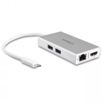 StarTech.com USB-C Multiport-Adapter – USB-C Travel-Dockingstation mit 4K HDMI – 60 W Power Delivery Pass-Through, GbE, 2-Port USB-A 3.0-Hub – Tragbares Mini-USB-Typ-C-Dock für Laptop – Weiß