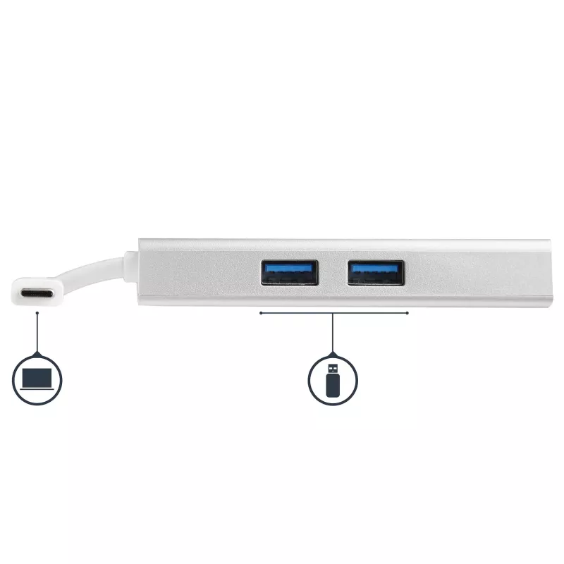 StarTech.com USB-C Multiport-Adapter – USB-C Travel-Dockingstation mit 4K HDMI – 60 W Power Delivery Pass-Through, GbE, 2-Port USB-A 3.0-Hub – Tragbares Mini-USB-Typ-C-Dock für Laptop – Weiß