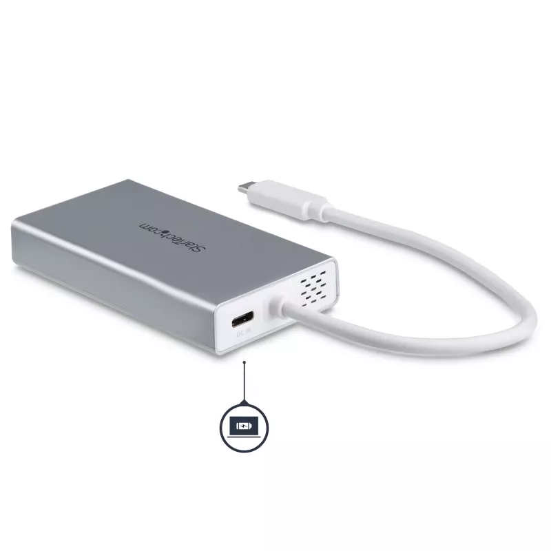StarTech.com USB-C Multiport-Adapter – USB-C Travel-Dockingstation mit 4K HDMI – 60 W Power Delivery Pass-Through, GbE, 2-Port USB-A 3.0-Hub – Tragbares Mini-USB-Typ-C-Dock für Laptop – Weiß