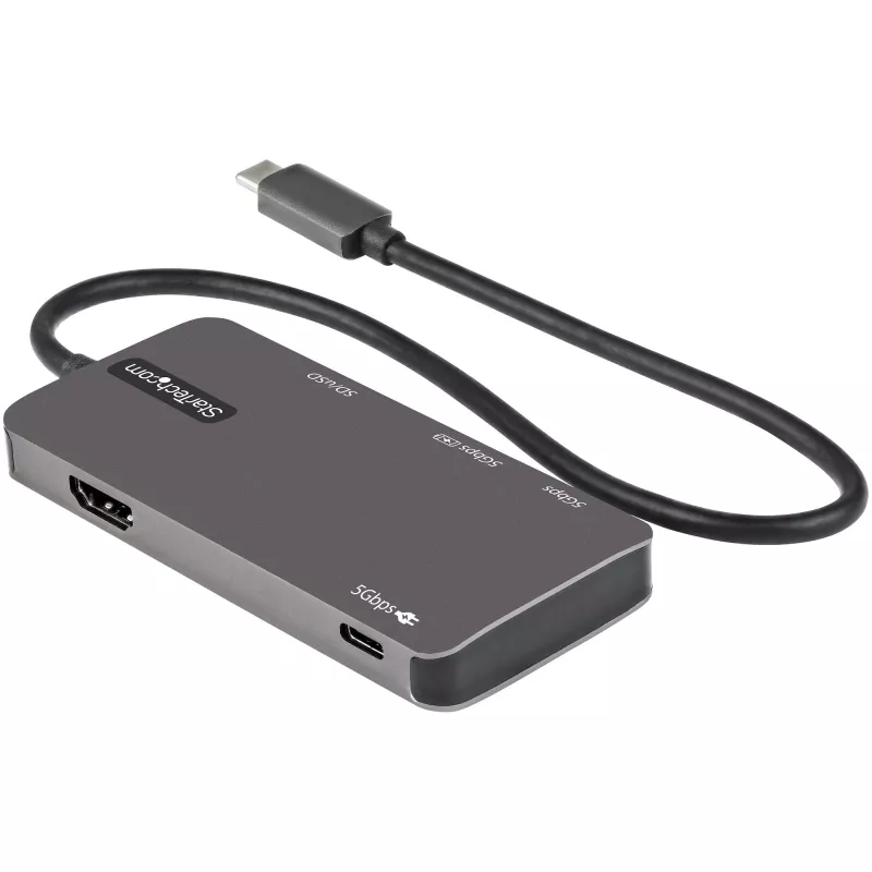 StarTech.com USB-C Multiport-Adapter – USB-C auf 4K HDMI, 100 W Power Delivery Durchschleifung, SD/MicroSD-Steckplatz, 3-fach USB 3.0 Hub – USB Typ-C Mini-Dock – 30 cm langes angeschlossenes Kabel