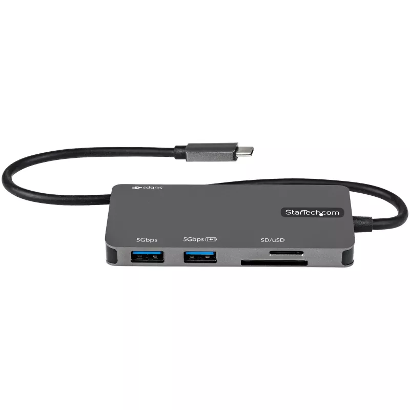StarTech.com USB-C Multiport-Adapter – USB-C auf 4K HDMI, 100 W Power Delivery Durchschleifung, SD/MicroSD-Steckplatz, 3-fach USB 3.0 Hub – USB Typ-C Mini-Dock – 30 cm langes angeschlossenes Kabel