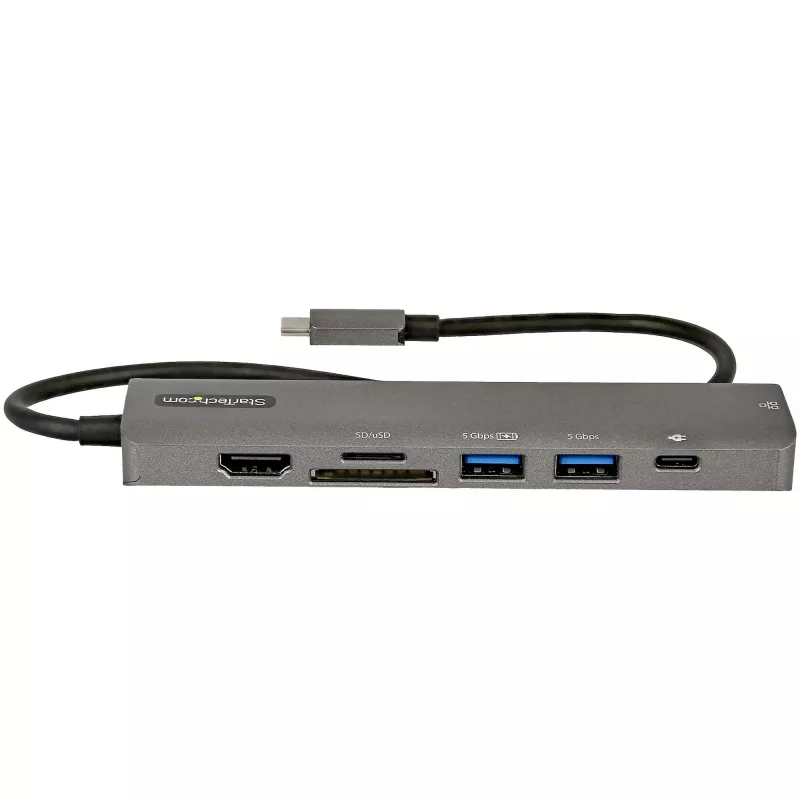 StarTech.com USB-C Multiport-Adapter-Hub, USB-C auf 4K 60Hz HDMI, Gigabit-Ethernet und 100W Laptop-Ladefunktion für Macbook Pro / Air und Windows