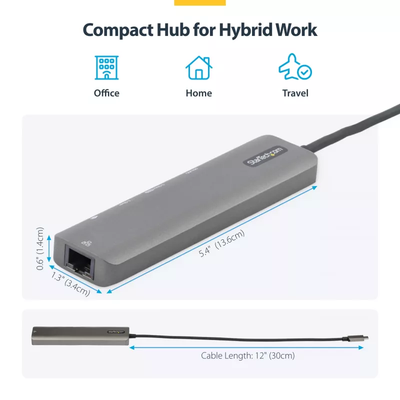 StarTech.com USB-C Multiport-Adapter-Hub, USB-C auf 4K 60Hz HDMI, Gigabit-Ethernet und 100W Laptop-Ladefunktion für Macbook Pro / Air und Windows