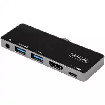 StarTech.com USB C Multiport-Adapter – USB-C auf 4K 60Hz HDMI 2.0, 100W Power Delivery-Durchgangsladung, 3-Port USB 3.0 Hub, Audio – USB-C Mini-Dock – Tragbares USB Type-C Reise-Dock