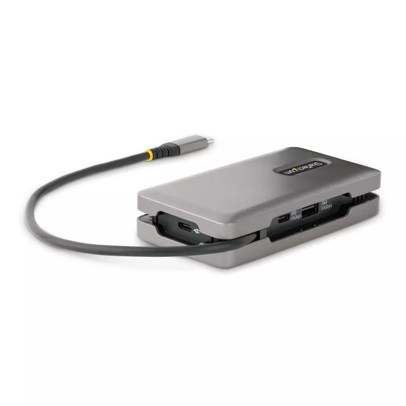 StarTech.com USB-C Multiport-Adapter – 4K 60Hz HDMI/DP – 3-Port USB-Hub – 100W Power Delivery Pass-Through – GbE – Mini-Dockingstation für unterwegs mit Ladefunktion – 30 cm Wrap-Around-Kabel
