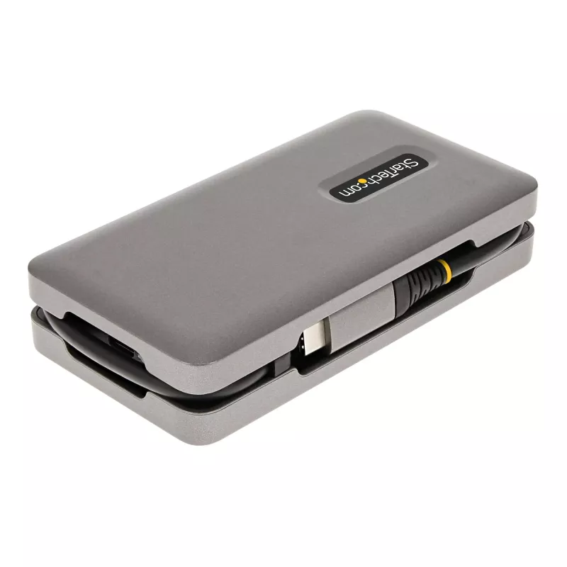 StarTech.com USB-C Multiport-Adapter – 4K 60Hz HDMI/DP – 3-Port USB-Hub – 100W Power Delivery Pass-Through – GbE – Mini-Dockingstation für unterwegs mit Ladefunktion – 30 cm Wrap-Around-Kabel