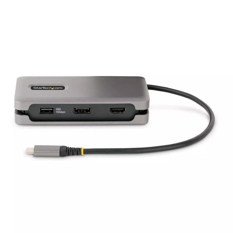 StarTech.com USB-C Multiport-Adapter – 4K 60Hz HDMI/DP – 3-Port USB-Hub – 100W Power Delivery Pass-Through – GbE – Mini-Dockingstation für unterwegs mit Ladefunktion – 30 cm Wrap-Around-Kabel