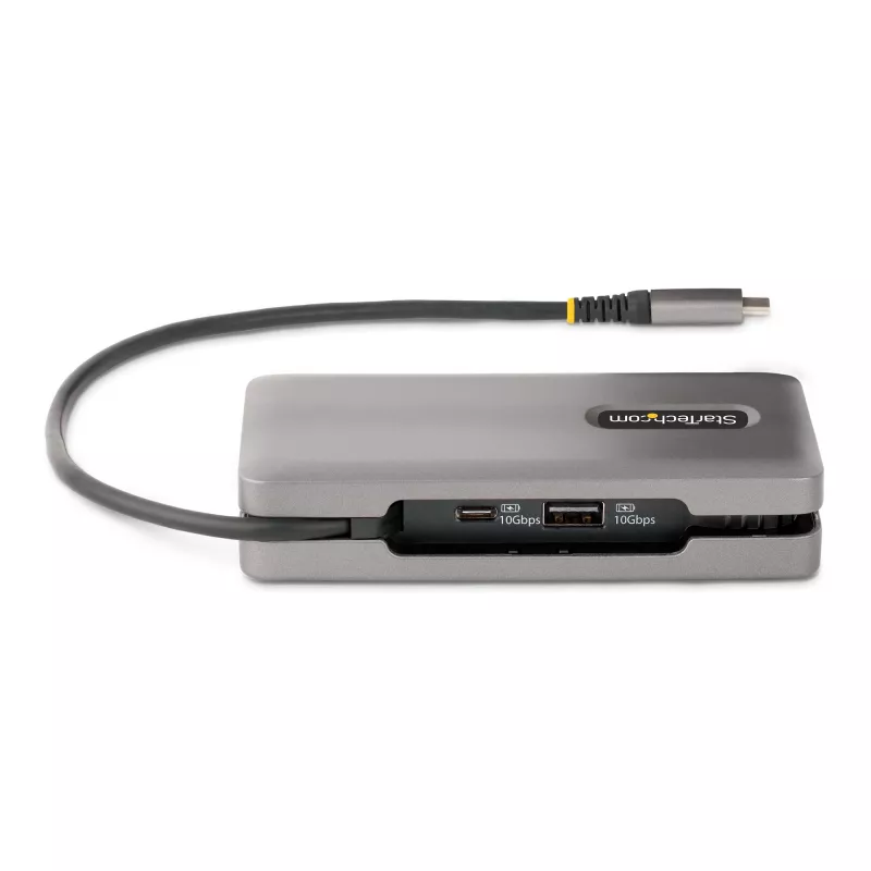 StarTech.com USB-C Multiport-Adapter – 4K 60Hz HDMI/DP – 3-Port USB-Hub – 100W Power Delivery Pass-Through – GbE – Mini-Dockingstation für unterwegs mit Ladefunktion – 30 cm Wrap-Around-Kabel
