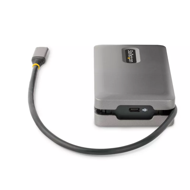 StarTech.com USB-C Multiport-Adapter – 4K 60Hz HDMI/DP – 3-Port USB-Hub – 100W Power Delivery Pass-Through – GbE – Mini-Dockingstation für unterwegs mit Ladefunktion – 30 cm Wrap-Around-Kabel