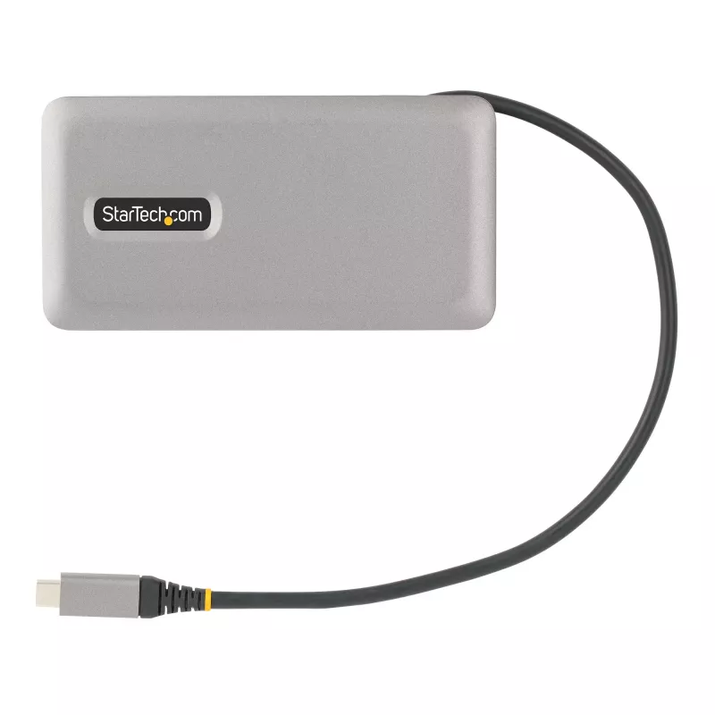 StarTech.com USB-C Multiport-Adapter – 4K 60Hz HDMI/DP – 3-Port USB-Hub – 100W Power Delivery Pass-Through – GbE – Mini-Dockingstation für unterwegs mit Ladefunktion – 30 cm Wrap-Around-Kabel
