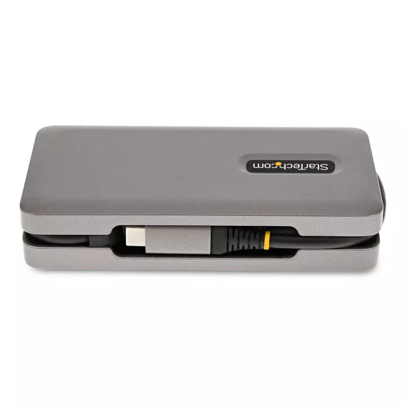 StarTech.com USB-C Multiport-Adapter – 4K 60Hz HDMI/DP – 3-Port USB-Hub – 100W Power Delivery Pass-Through – GbE – Mini-Dockingstation für unterwegs mit Ladefunktion – 30 cm Wrap-Around-Kabel