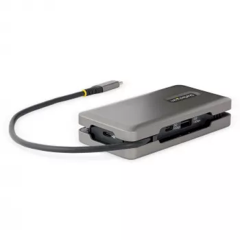 StarTech.com USB-C Multiport-Adapter – HDMI/VGA – 4K 60 Hz – 3-Port-USB-Hub – 100 W Power Delivery-Durchschleifung – GbE – Mini-Dockingstation für unterwegs mit Ladefunktion – Wickelbares Kabel, 30 cm