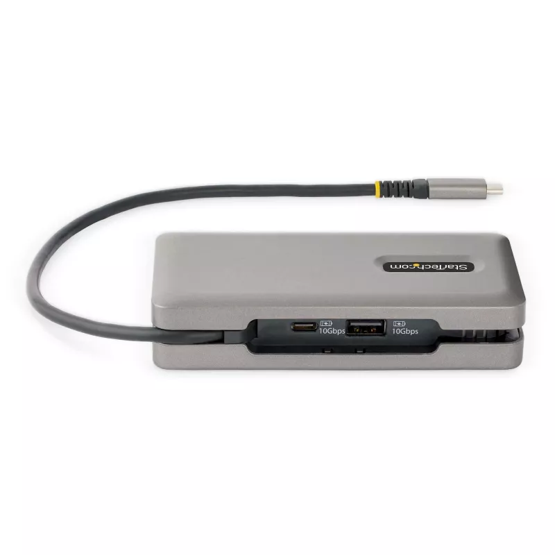StarTech.com USB-C Multiport-Adapter – HDMI/VGA – 4K 60 Hz – 3-Port-USB-Hub – 100 W Power Delivery-Durchschleifung – GbE – Mini-Dockingstation für unterwegs mit Ladefunktion – Wickelbares Kabel, 30 cm