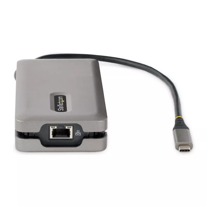 StarTech.com USB-C Multiport-Adapter – HDMI/VGA – 4K 60 Hz – 3-Port-USB-Hub – 100 W Power Delivery-Durchschleifung – GbE – Mini-Dockingstation für unterwegs mit Ladefunktion – Wickelbares Kabel, 30 cm