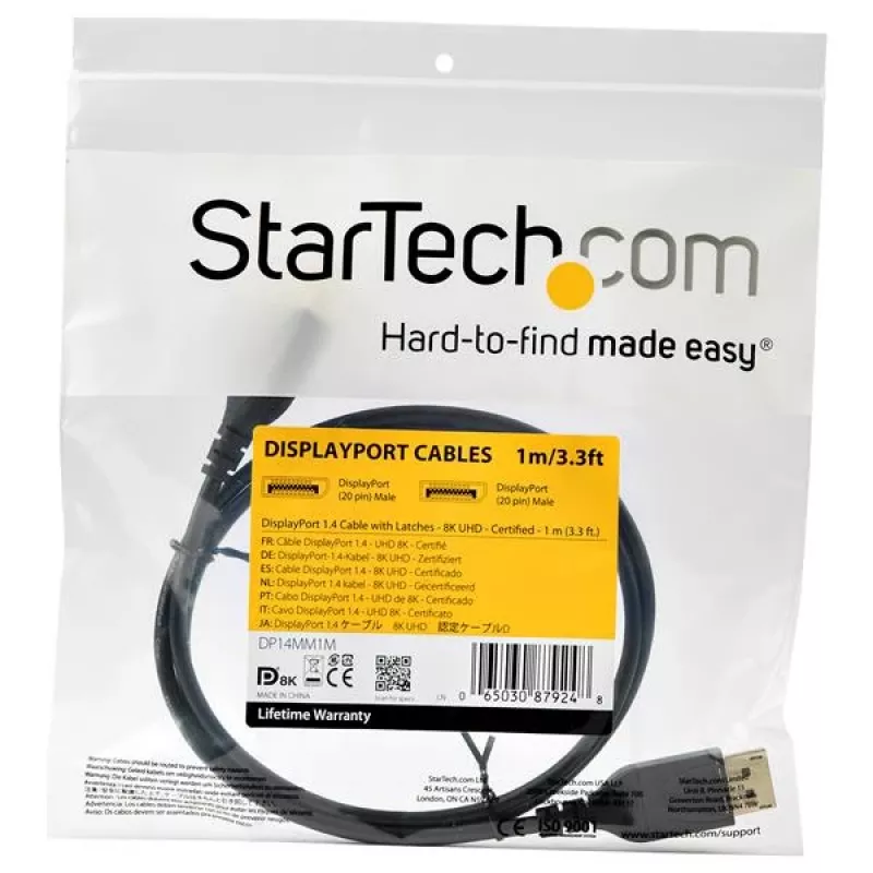 StarTech.com 1 m VESA-zertifiziertes DisplayPort 1.4 Kabel – 8K 60 Hz HBR3 HDR – 3 ft Super UHD DisplayPort-auf-DisplayPort-Monitorkabel – Ultra HD 4K 120 Hz DP 1.4 schlank-Videokabel M/M DP-Stecker