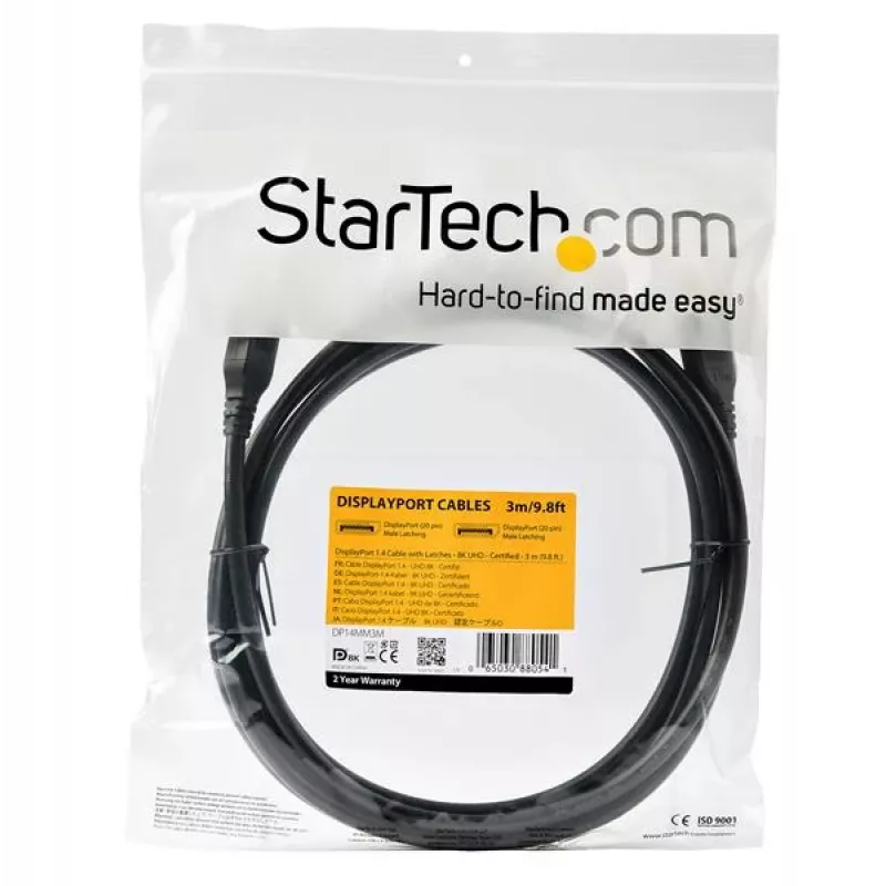 StarTech.com 3 m VESA-zertifiziertes DisplayPort 1.4 Kabel, 8K 60 Hz HBR3 HDR, UHD DisplayPort-auf-DisplayPort-Monitorkabel, Ultra HD 4K 120 Hz DP 1.4 Videokabel M/M DP-Stecker