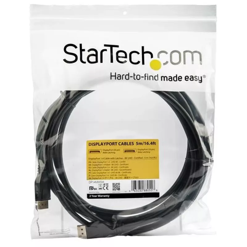 StarTech.com 16ft (5m) VESA-zertifiziertes DisplayPort 1.4 Kabel, 8K 60Hz HBR3 HDR, UHD DisplayPort auf DisplayPort Monitorkabel, Ultra HD 4K 120Hz DP 1.4 Videokabel M/M DP Anschluss