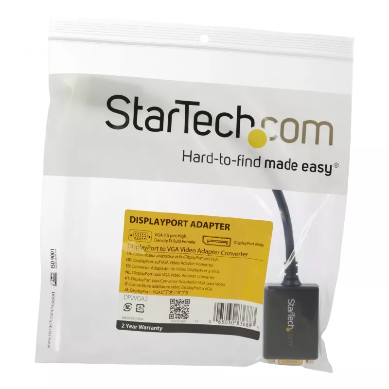 StarTech.com DisplayPort zu VGA Adapter - Aktiver DP zu VGA Konverter - 1080p Video - DisplayPort zertifiziert - DP/DP++ Quelle zu VGA Monitor Kabel Adapter Dongle - Verriegelbarer DP Anschluss