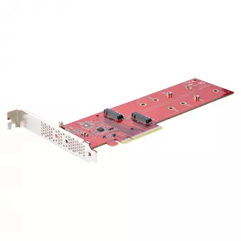 StarTech.com Dual M.2 PCIe SSD-Adapterkarte, PCIe x8 / x16 auf Dual NVMe oder AHCI M.2 SSDs, PCI Express 4.0, 7,8 GBps/Laufwerk, Bifurkation erforderlich - Windows/Linux-kompatibel