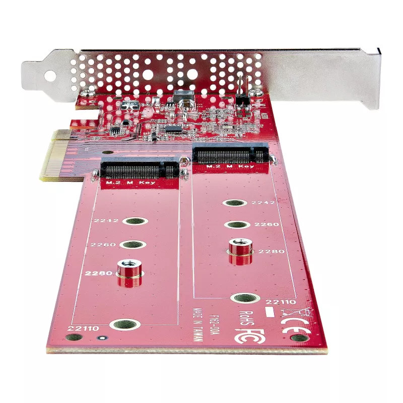 StarTech.com Dual M.2 PCIe SSD-Adapterkarte, PCIe x8 / x16 auf Dual NVMe oder AHCI M.2 SSDs, PCI Express 4.0, 7,8 GBps/Laufwerk, Bifurkation erforderlich - Windows/Linux-kompatibel
