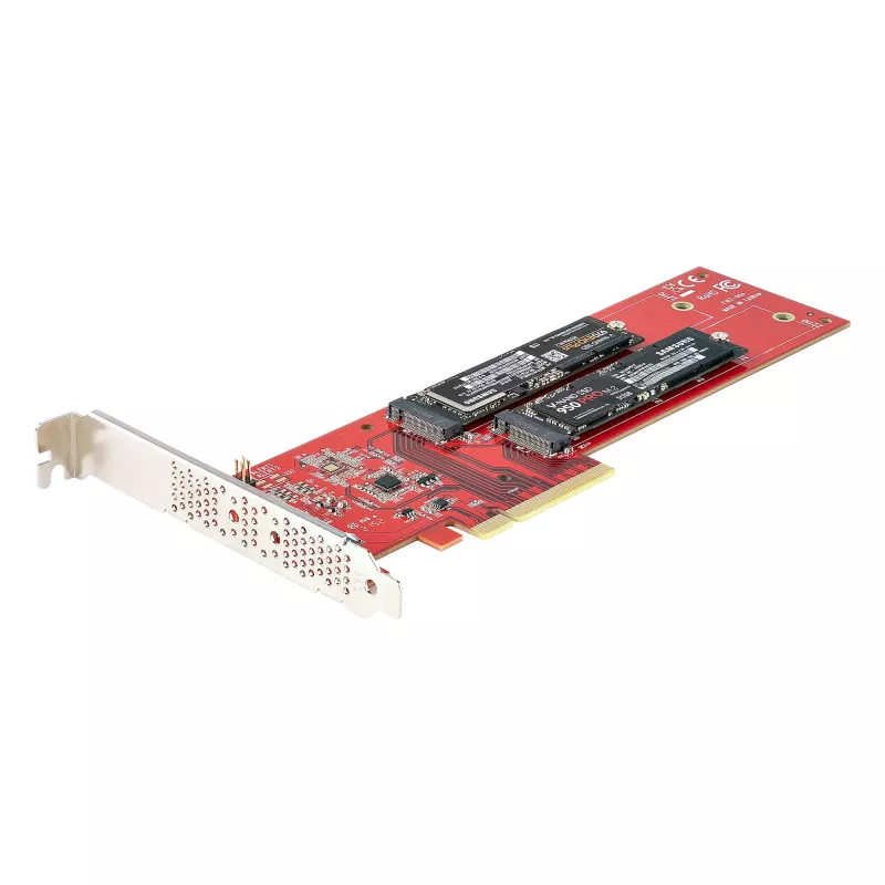 StarTech.com Dual M.2 PCIe SSD-Adapterkarte, PCIe x8 / x16 auf Dual NVMe oder AHCI M.2 SSDs, PCI Express 4.0, 7,8 GBps/Laufwerk, Bifurkation erforderlich - Windows/Linux-kompatibel
