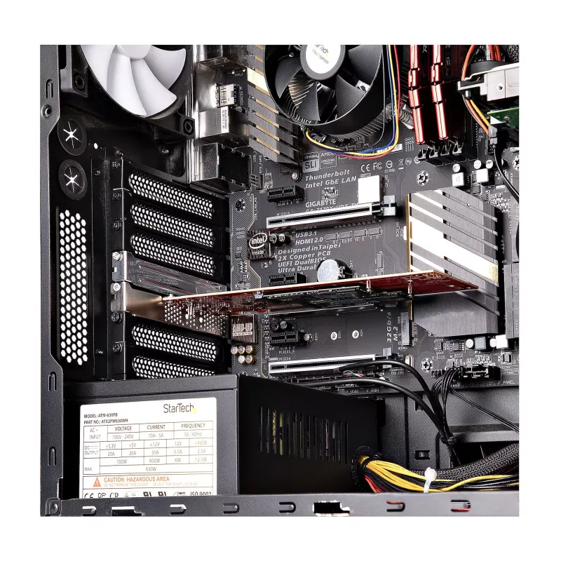 StarTech.com Dual M.2 PCIe SSD-Adapterkarte, PCIe x8 / x16 auf Dual NVMe oder AHCI M.2 SSDs, PCI Express 4.0, 7,8 GBps/Laufwerk, Bifurkation erforderlich - Windows/Linux-kompatibel