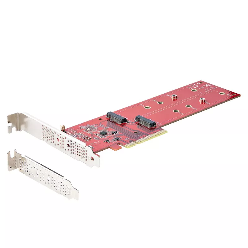 StarTech.com Dual M.2 PCIe SSD-Adapterkarte, PCIe x8 / x16 auf Dual NVMe oder AHCI M.2 SSDs, PCI Express 4.0, 7,8 GBps/Laufwerk, Bifurkation erforderlich - Windows/Linux-kompatibel