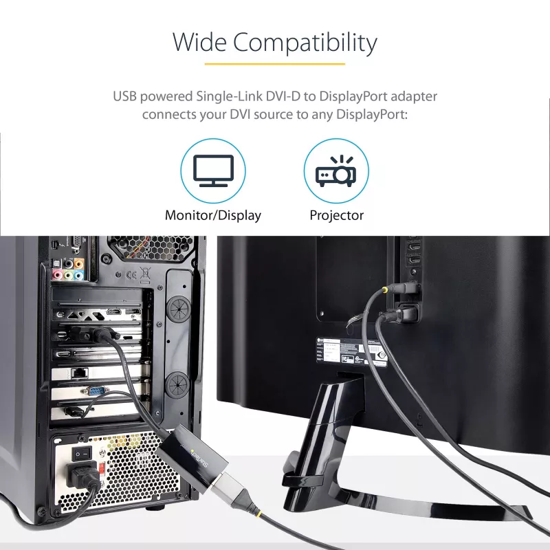 StarTech.com DVI-zu-DisplayPort-Adapter – USB-Stromversorgung – 1920 x 1200 – DVI-zu-DisplayPort-Konverter – Videoadapter – DVI-D auf DP