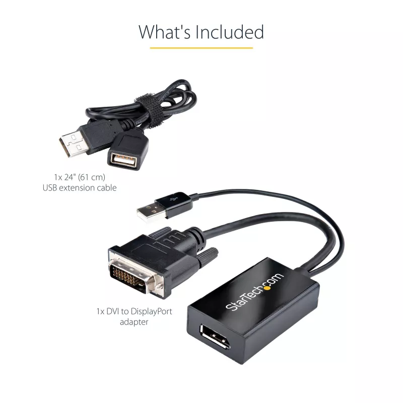 StarTech.com DVI-zu-DisplayPort-Adapter – USB-Stromversorgung – 1920 x 1200 – DVI-zu-DisplayPort-Konverter – Videoadapter – DVI-D auf DP