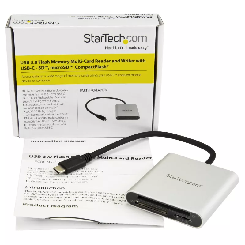 StarTech.com USB 3.0 Flash-Speicher-Multi-Kartenlesegerät / -beschreiber mit USB-C - SD, microSD, CompactFlash