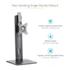 StarTech.com Freistehender Einzelmonitor-Monitorhalter – Höhenverstellbarer Monitorständer – Für VESA-Monitore bis zu 32 Zoll (7 kg) – Ergonomischer Monitorständer für den Schreibtisch – Neig-/Schwenk-/Rotierbar