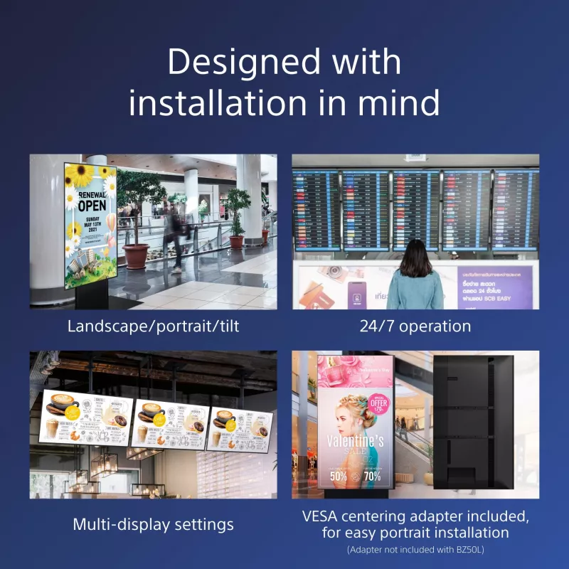 Sony FW-55BZ40L Signage Display Digital-Signage-Flachbildschirm 139,7 cm (55 Zoll) LCD Wi-Fi 700 cd/m² 4K Ultra HD Schwarz Android 24/7