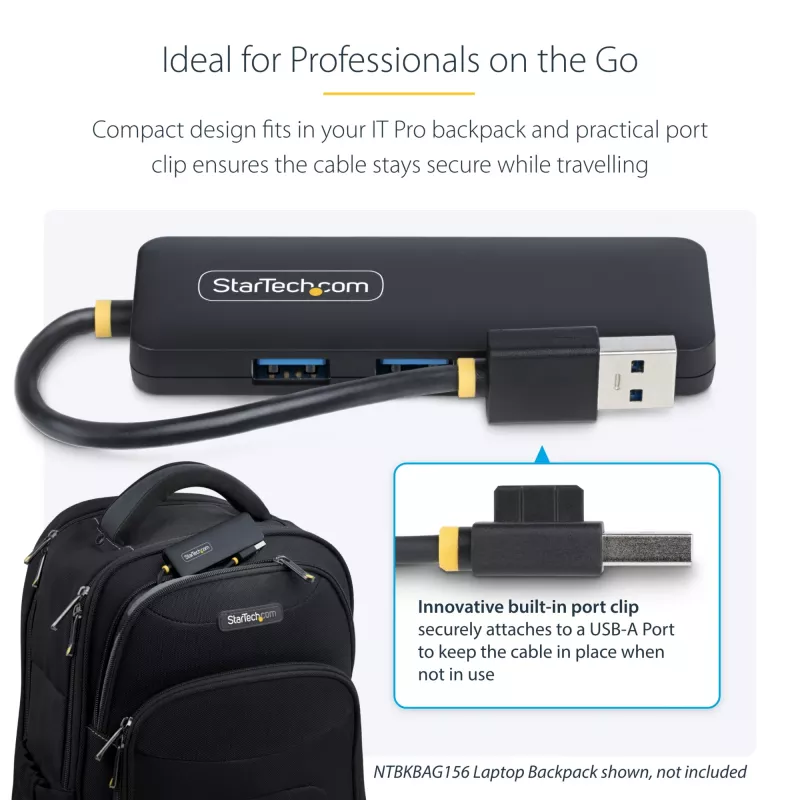StarTech.com 4-Port USB-A Hub, 5Gbit/s, Bus-Powered, kompakter Reise-Mini-USB-Hub, Multi-Port USB 3.0 Splitter, tragbarer USB-Hub, Überstromschutz (OCP)