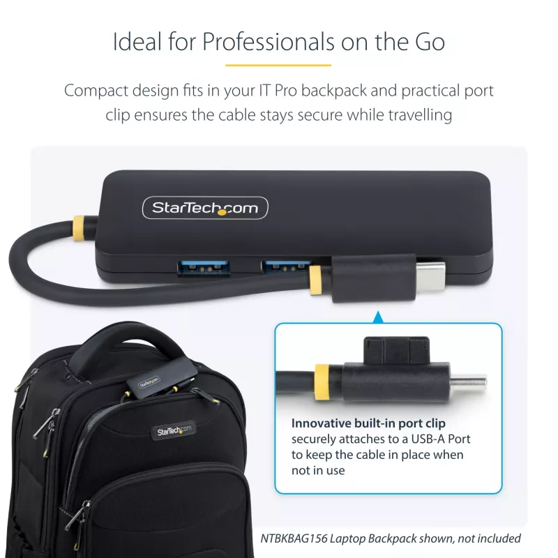 StarTech.com 4-Port USB-C-Hub, 5 Gbit/s, USB-C auf 4x USB-A, busgespeist, kleiner Reise-Mini-Hub, Multi-Port USB 3.0 Splitter, tragbarer Hub, Überstromschutz