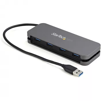 StarTech.com 4 Port USB 3.0 Hub - USB-A auf 4x USB-A - SuperSpeed 5Gbps tragbarer USB 3.1 Gen 1 Typ-A Hub - USB-Bus-powered - Laptop/Desktop USB Hub mit langem Kabel 28 cm & Kabelmanagement~4 Port USB 3.0 Hub - USB-A auf 4x USB-A - SuperSpeed 5Gbps tragbarer USB 3.2 Gen 1 Typ-A Hub - USB-Bus-powered - Laptop/Desktop USB Hub mit langem Kabel 28 cm & Kabelmanagement