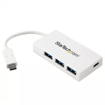 StarTech.com 4 Port USB-C-Hub mit 1x USB-C- und 3x USB-A-Anschlüssen (SuperSpeed 5 Gbit/s) – USB-Bus-stromversorgt – tragbarer/Laptop-USB-3.0-Adapter-Hub – USB 3.2 Gen 1 Typ-C-Hub – Weiß~4 Port USB-C-Hub mit 1x USB-C- und 3x USB-A-Anschlüssen (SuperSpeed 5 Gbit/s) – USB-Bus-stromversorgt – tragbarer/Laptop-USB-3.0-Adapter-Hub – USB 3.2 Gen 1 Typ-C-Hub – Weiß