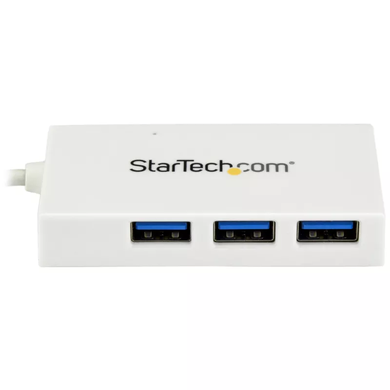StarTech.com 4 Port USB-C-Hub mit 1x USB-C- und 3x USB-A-Anschlüssen (SuperSpeed 5 Gbit/s) – USB-Bus-stromversorgt – tragbarer/Laptop-USB-3.0-Adapter-Hub – USB 3.2 Gen 1 Typ-C-Hub – Weiß~4 Port USB-C-Hub mit 1x USB-C- und 3x USB-A-Anschlüssen (SuperSpeed 5 Gbit/s) – USB-Bus-stromversorgt – tragbarer/Laptop-USB-3.0-Adapter-Hub – USB 3.2 Gen 1 Typ-C-Hub – Weiß