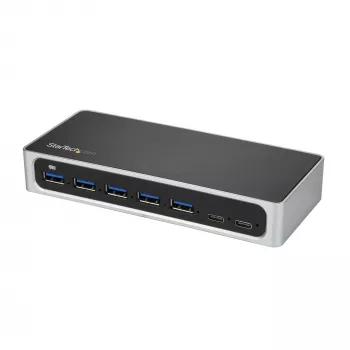 StarTech.com 7 Port USB C Hub mit Schnellladeanschluss – USB-C auf 5x USB-A 2x USB-C (USB 3.0 SuperSpeed 5 Gbit/s) – selbstversorgter USB 3.2 Gen 1 Typ-C-Hub mit Netzteil – Desktop-/Laptop-Hub