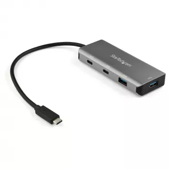 StarTech.com 4 Port USB C Hub mit 2x USB A & 2x USB C – SuperSpeed 10 Gbit/s USB Typ-C 3.1/3.2 Gen 2 Hub – USB-Bus-Stromversorgung – Tragbarer USB-C-auf-USB-Adapter-Hub – Aluminium – 25 cm (9,8 Zoll) Kabel