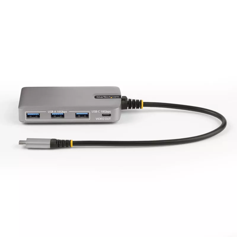 StarTech.com 4-Port USB-C-Hub mit USB-C DP Alt Mode Videoausgabe 4K 60Hz - 3x USB-A, 1x USB Typ-C, 100W Power Delivery Durchgang, USB 3.2 10Gbps, 30cm Kabel, tragbarer USB-Hub