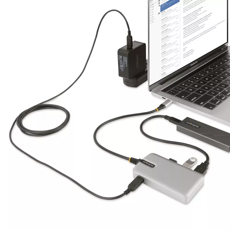 StarTech.com 4-Port USB-C-Hub mit USB-C DP Alt Mode Videoausgabe 4K 60Hz - 3x USB-A, 1x USB Typ-C, 100W Power Delivery Durchgang, USB 3.2 10Gbps, 30cm Kabel, tragbarer USB-Hub