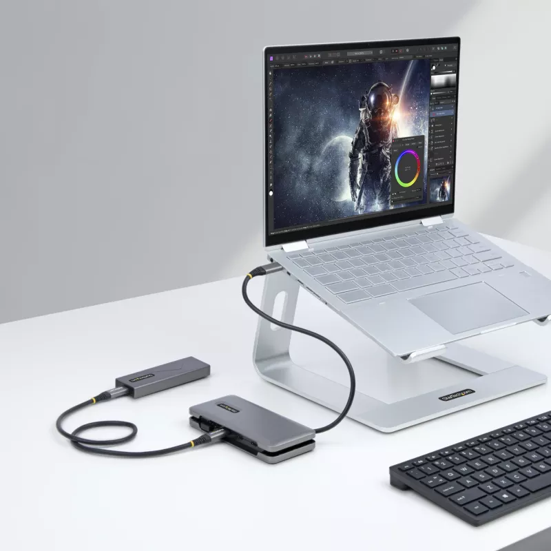 StarTech.com 4-Port USB-C Hub – 1x USB-A & 3x USB-C-Anschlüsse – USB 3.2 Gen 2 (10 Gbit/s) – Bus-betrieben – USB-Typ-C-Hub mit 32 cm umlaufendem Kabel – Tragbarer USB-C-auf-USB-A-Hub