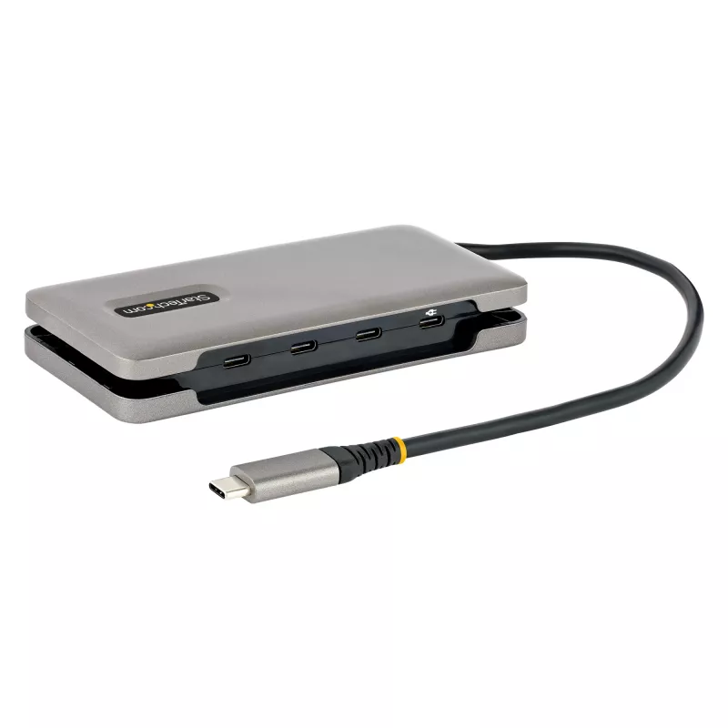 StarTech.com 4-Port USB-C Hub, 4x USB-C-Anschlüsse, USB 3.2 Gen 2 (10Gbit/s) – Tragbarer USB-C-Hub mit 100W Power Delivery Pass-Through – USB Typ-C Hub mit 32 cm Wrap-Around-Kabel
