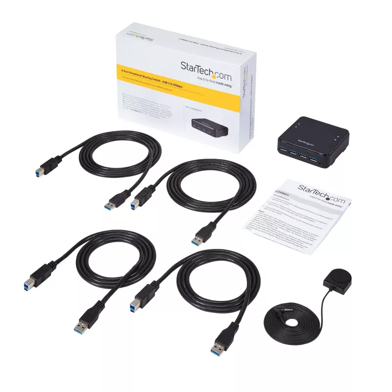 StarTech.com 4-zu-4 USB 3.0 Peripherie-Umschaltbox, 5 Gbit/s, Micro-USB Typ-B, Schwarz, Kunststoff, CE, FCC, REACH, 0 - 40 °C
